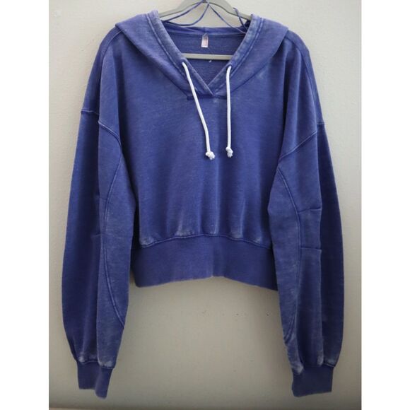FP Movement OB2080058 Women's Sz S Blue Playbook Cropped Pullover Hoodie - Picture 1 of 11
